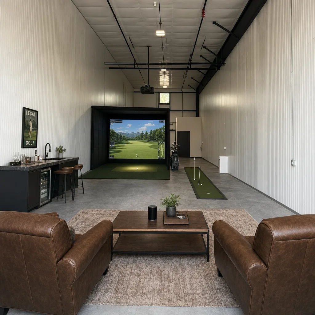 Golf Simulator + Lounge build-out concept